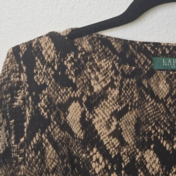 Lauren Ralph Lauren Snakeskin Print Ruched Sheath Dress Women’s Medium Stretch - Picture 5 of 8